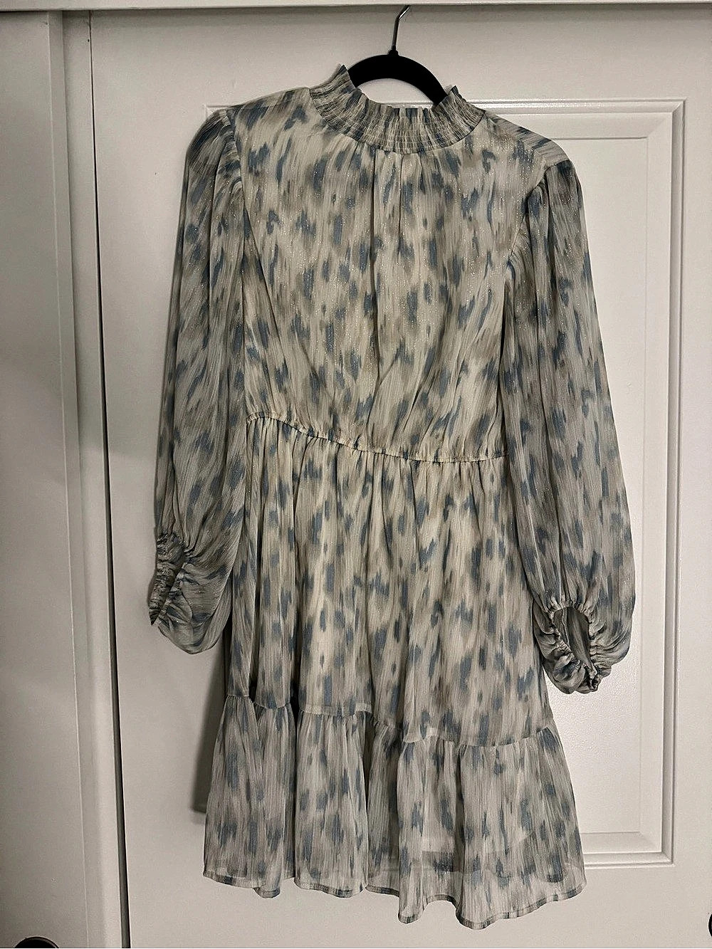 Abstract Print Mini Dress in Blue & Cream Like New